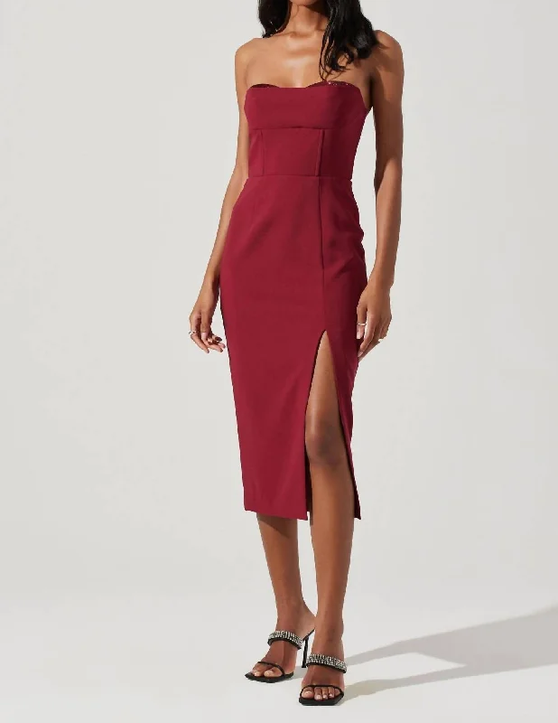 Affordable Luxury Fashion Melani Dress In Maroon