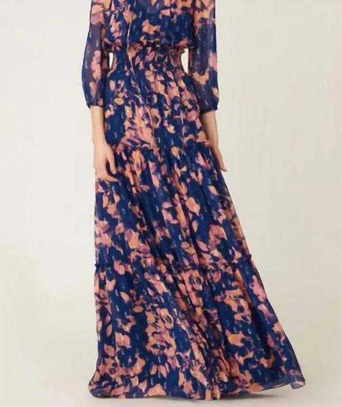 Mother's Day Special Serra Dress In Navy/blue/gold