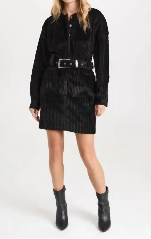 Women's Evening Wear Laurent Corduroy Dress In Black Licorice