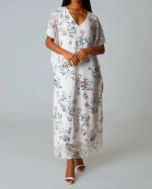 Summer Deals Color Me Caftan Dress In White Sangria