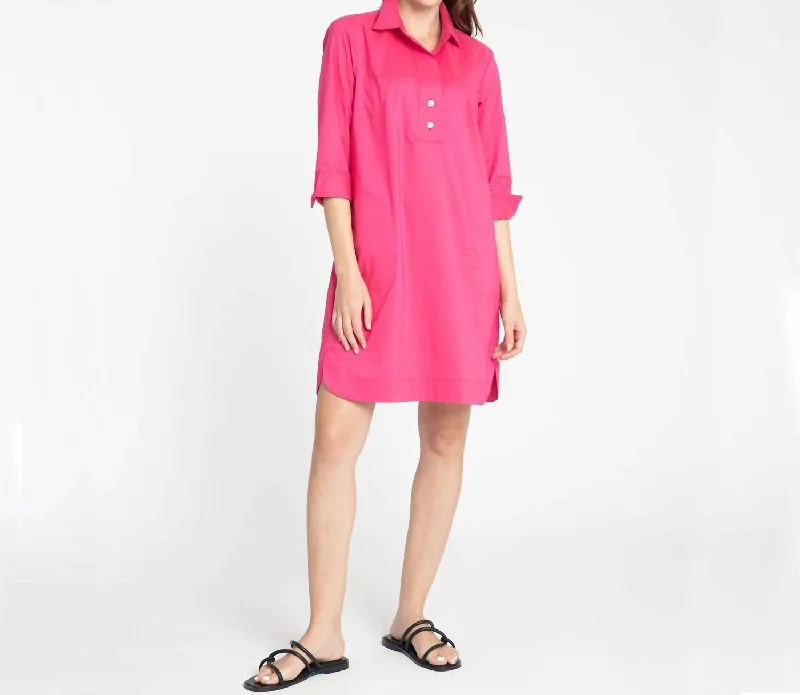 Trendy Women's Apparel for All Seasons 3/4 Sleeve Aileen Dress In Magenta