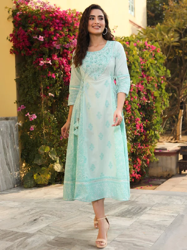 VIP Member Discount Juniper Mint Ethnic Motif Printed Pure Cotton Flared Maxi Dress With Beads & Sequins VIP Member Discount Juniper Mint Ethnic Motif Printed Pure Cotton Flared Maxi Dress With Beads & Sequins