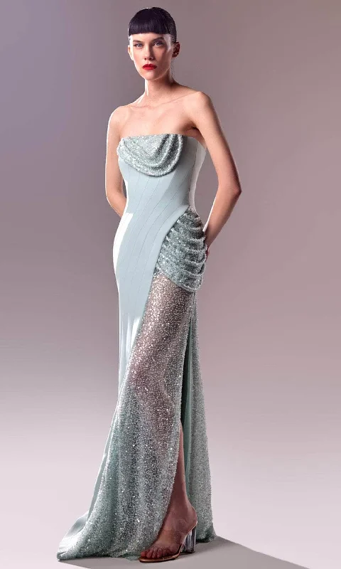 Elegant Attire For The Modern Lady MNM Couture G1613 - Strapless Beaded Mesh Embellished Gown Elegant Attire For The Modern Lady MNM Couture G1613 - Strapless Beaded Mesh Embellished Gown