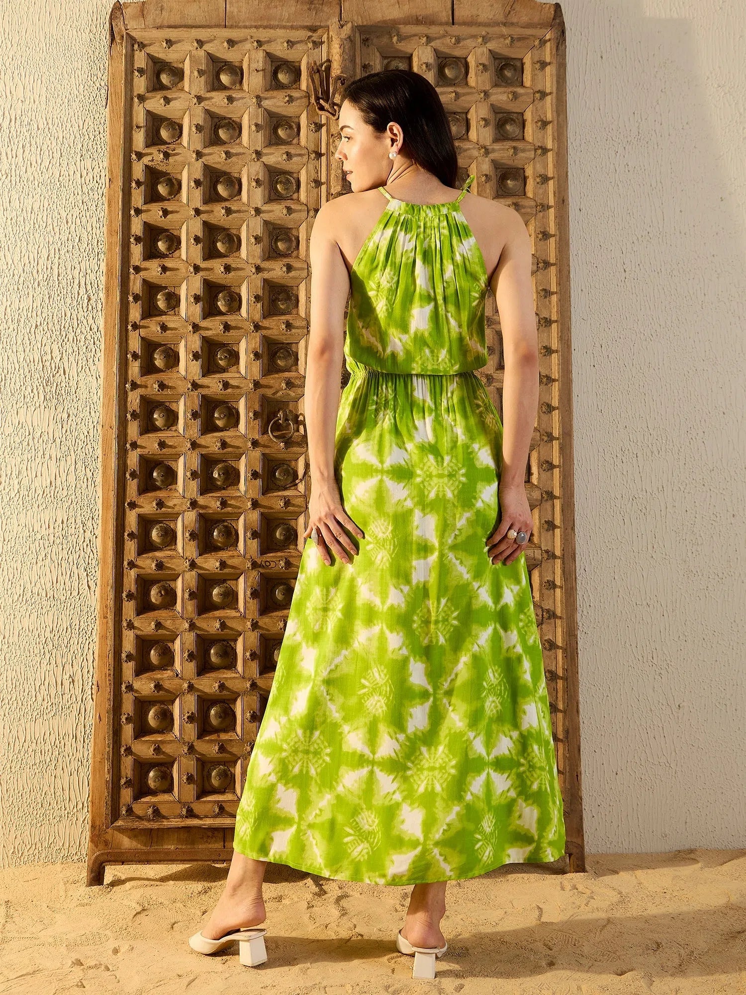 Affordable Women’s Clothing Online Tie up neck with tassels Maxi Dress in Lime Green Tie & Dye-TP0551TD11 Affordable Women’s Clothing Online Tie up neck with tassels Maxi Dress in Lime Green Tie & Dye-TP0551TD11
