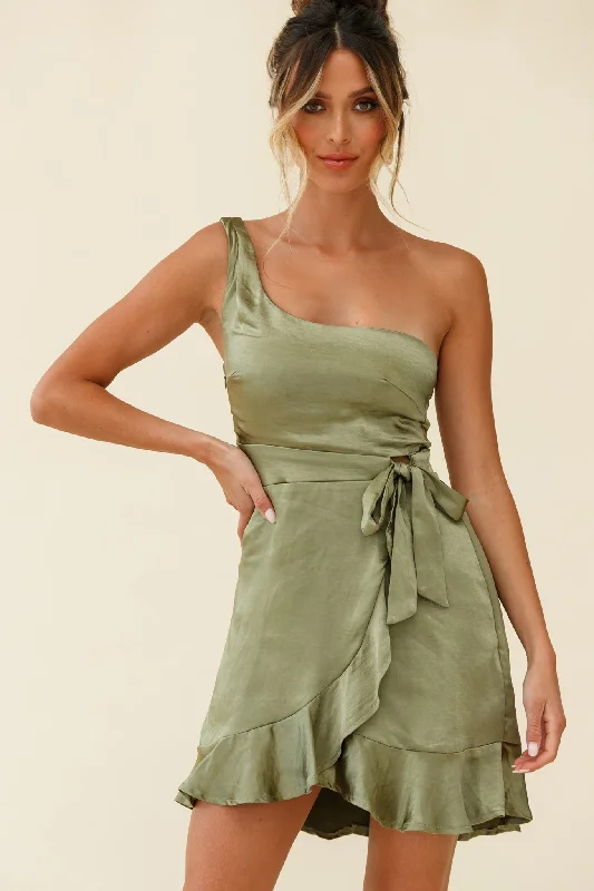 Cheap Women's Clothing Online Waiting For Tonight One Shoulder Faux Wrap Dress Olive Cheap Women's Clothing Online Waiting For Tonight One Shoulder Faux Wrap Dress Olive