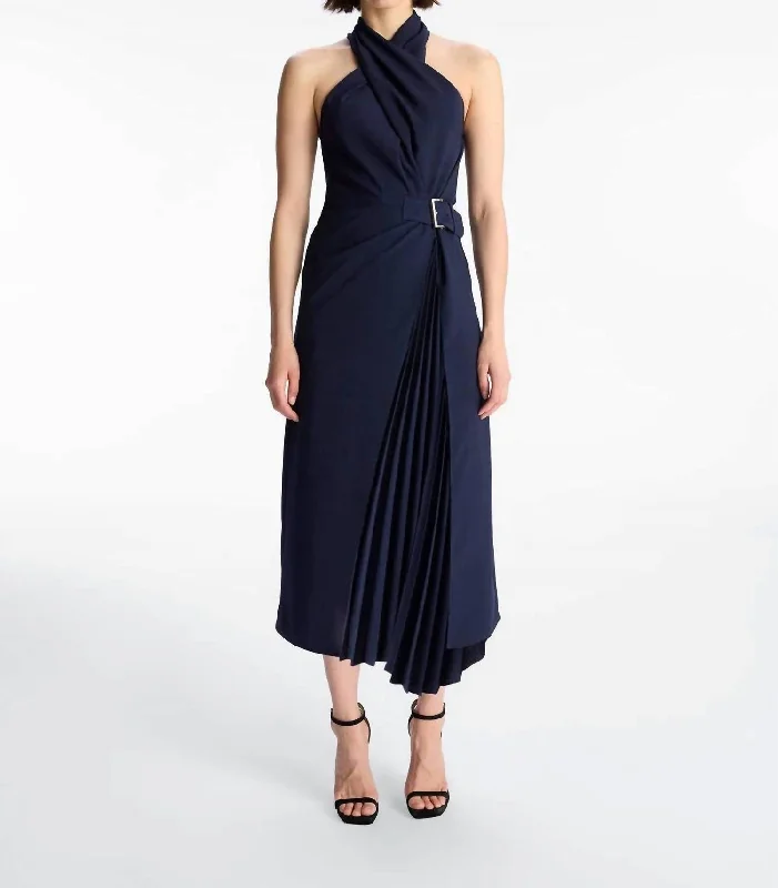 Chic Styles Fiona Dress In Evening Blue