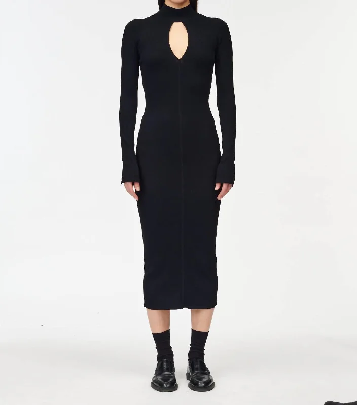 Flash Sale Starts Split Front Banded Column Dress In Black
