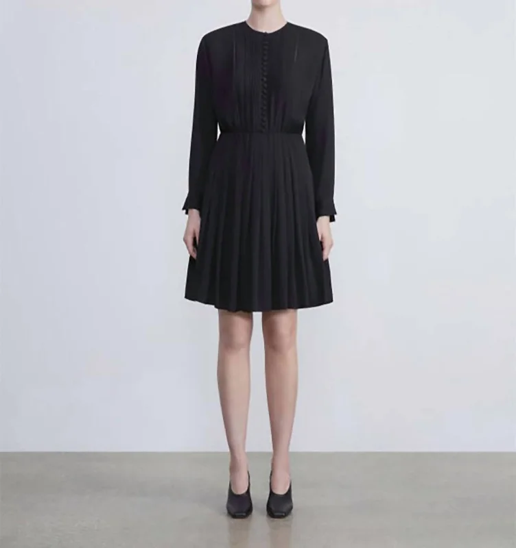 Special Offer For You Organic Silk Georgette Pinktuck Dress In Black