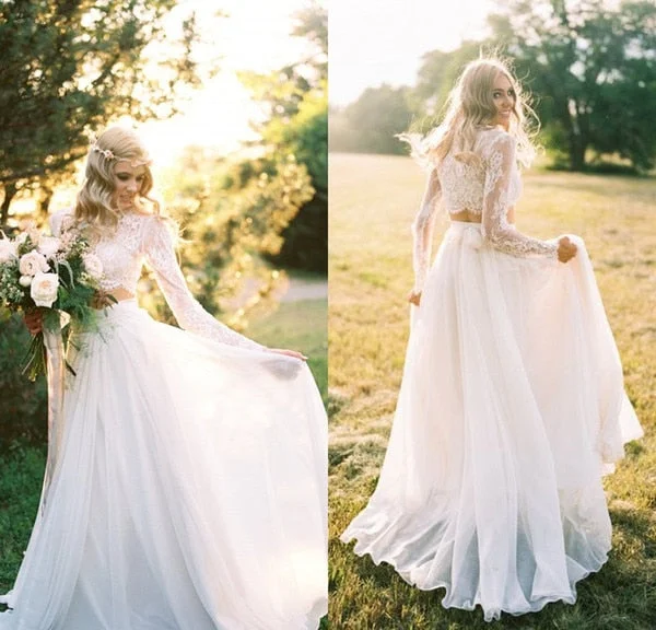 Online Boutiques Best Roycebridal Spring Summer Beach Wedding Dresses Two Pieces Chiffon Bohemian Lace Top Long Sleeve Bridal mariage de novia mariage bride Online Boutiques Best Roycebridal Spring Summer Beach Wedding Dresses Two Pieces Chiffon Bohemian Lace Top Long Sleeve Bridal mariage de novia mariage bride