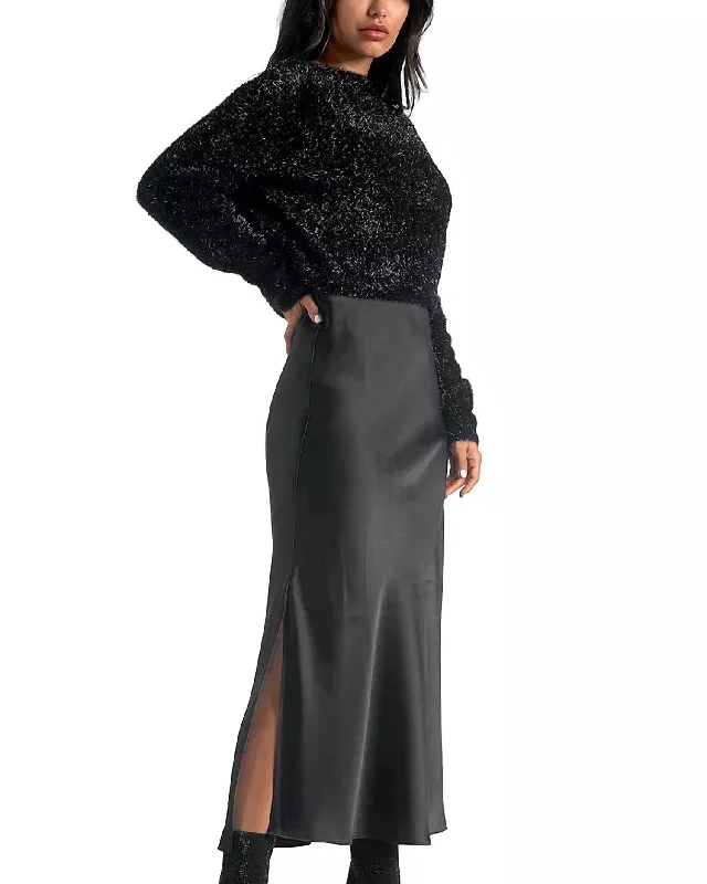 Style Streetwear Metallic Sweater And Dress Set In Black