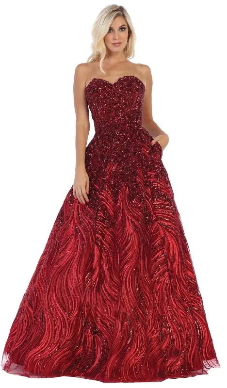 Vintage Inspired Fashion Sale May Queen - Embellished Strapless Ballgown RQ7728 - 1 pc Burgundy In Size 8 Available Vintage Inspired Fashion Sale May Queen - Embellished Strapless Ballgown RQ7728 - 1 pc Burgundy In Size 8 Available