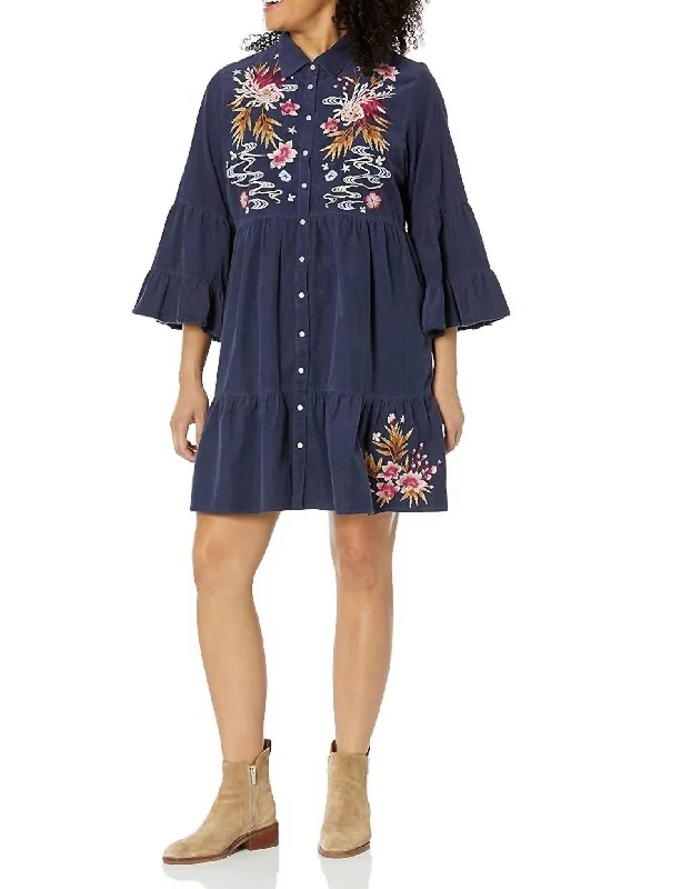 Women's Functional Apparel For Outdoor Activities Emiko Easy Tiered Dress In Ink
