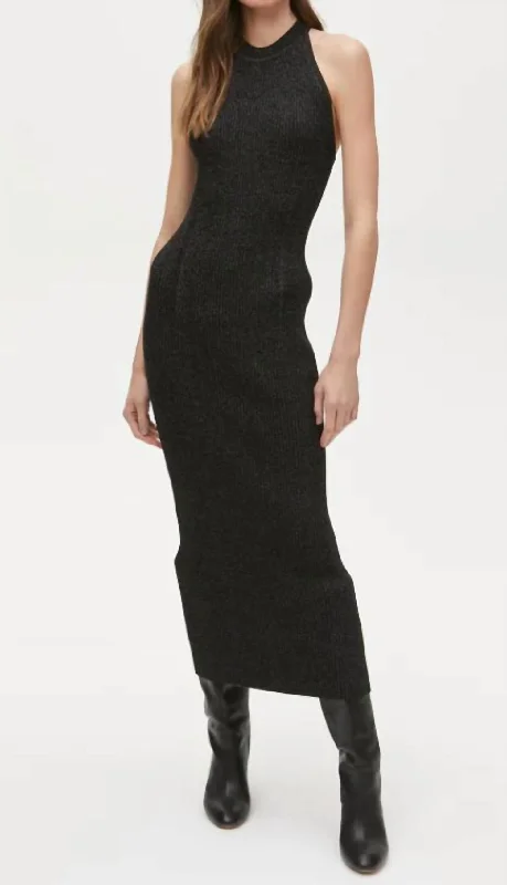 Clothes Of Woman Giselle Shimmer Ribbed Dress In Black