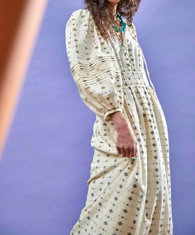 Comfortable Women's Outfits Clementine Dress In Cream Medallion
