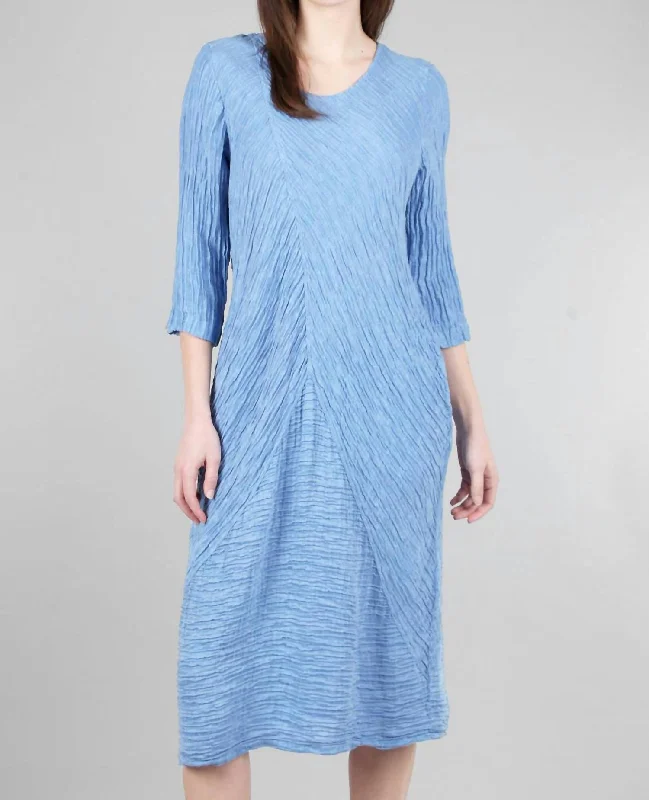 Day To Night Styles Directional Silk-Linen Dress In Periwinkle