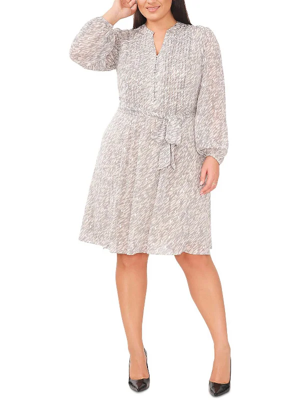 Big Discounts Plus Womens Split-Neck Knee Fit & Flare Dress