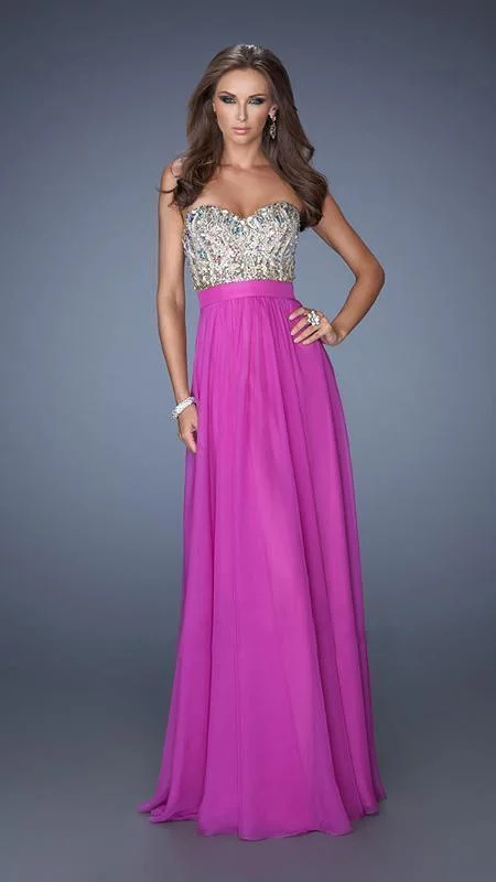 Classic Women's Fashion La Femme - Strapless Beaded Long Gown 19294SC - 1 pc in Apricot in Size 00 Available Classic Women's Fashion La Femme - Strapless Beaded Long Gown 19294SC - 1 pc in Apricot in Size 00 Available