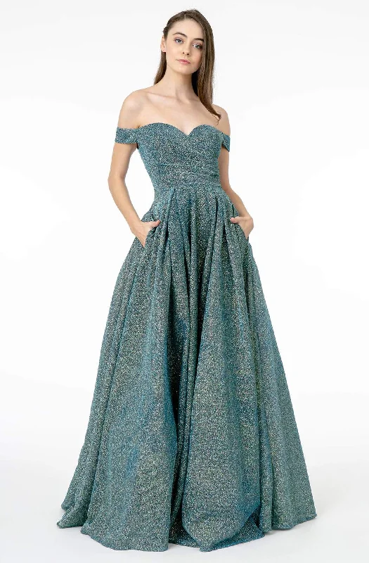 All Season Basics Discount Elizabeth K - GL1827 Glitter Lame Off Shoulder A-Line Gown All Season Basics Discount Elizabeth K - GL1827 Glitter Lame Off Shoulder A-Line Gown