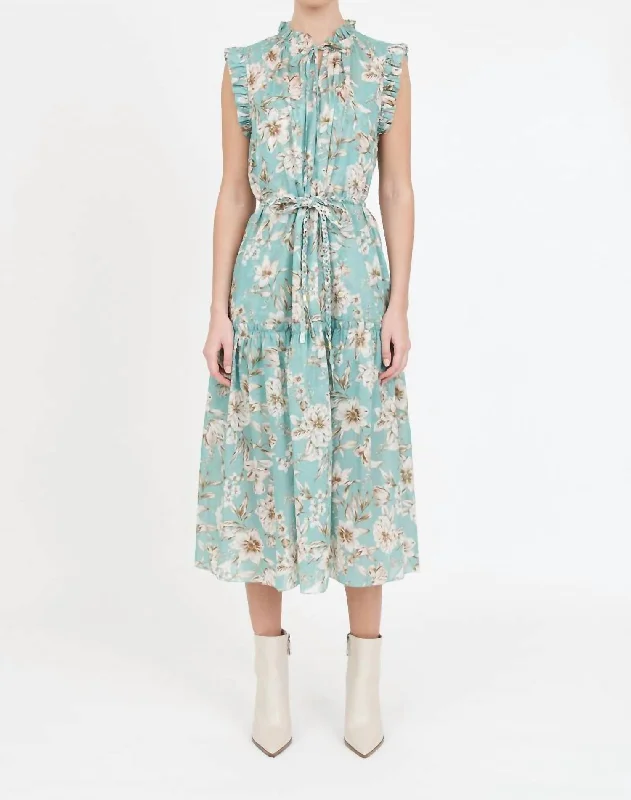 Women's Fashionable Attire For Work Willow Dress In Turquoise Magnolia