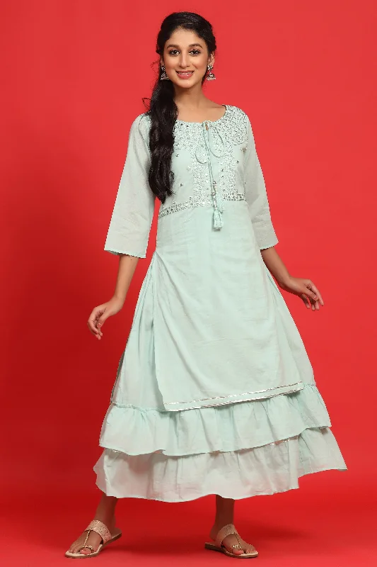 Women's Fashion Clothing Juniper Sage Green Cotton Embroidered Layered Maxi Dress With Dori Tassels Women's Fashion Clothing Juniper Sage Green Cotton Embroidered Layered Maxi Dress With Dori Tassels