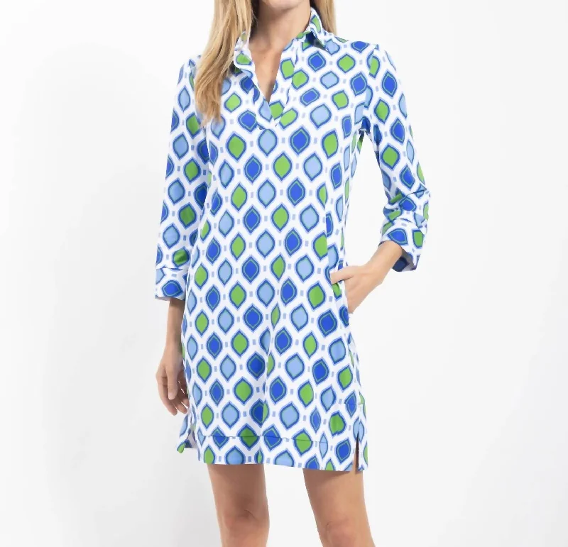 Clothing Sale Finley Dress In Stained Glass Cobalt
