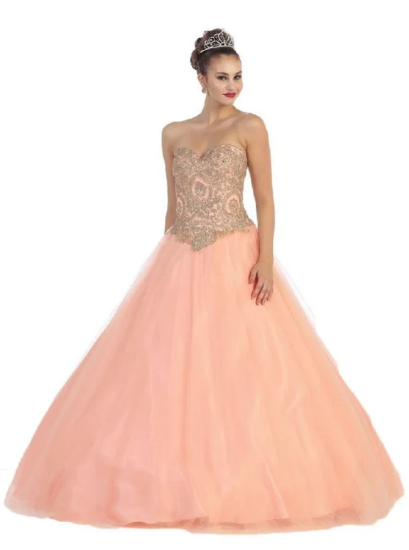 Massive Selection Sale May Queen - Strapless Gilded Quinceanera Evening Gown LK-74 - 1 pc Royal in Size 14 Available Massive Selection Sale May Queen - Strapless Gilded Quinceanera Evening Gown LK-74 - 1 pc Royal in Size 14 Available