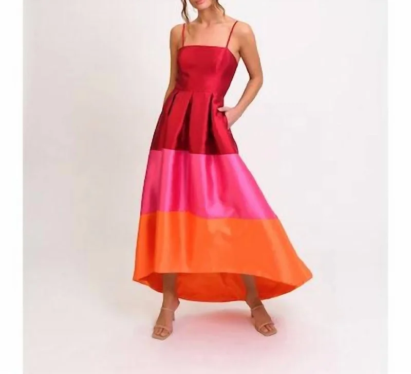 Trend Alert Risley Dress In Raspberry/pink/orange