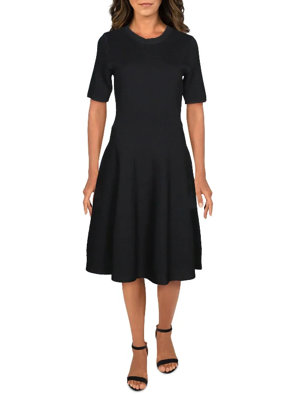 Refresh Your Wardrobe At A Fraction Of The Cost Womens Ribbed Trim Textured Fit & Flare Dress