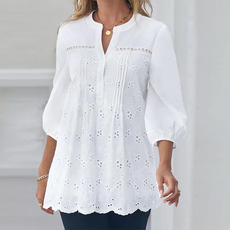 Discount Price Women's V Neck Blouse 5XL Fashion Designer Hollow Out T-Shirts (Plus Size) Discount Price Women's V Neck Blouse 5XL Fashion Designer Hollow Out T-Shirts (Plus Size)