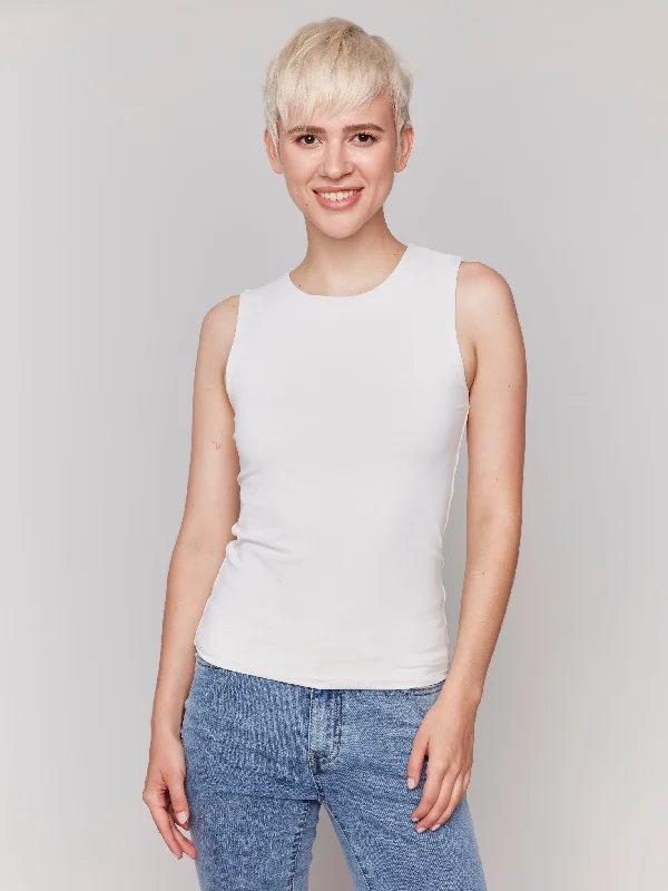 Comfortable Casual Women’s Clothing Sleeveless Super Stretch Top - Natural
