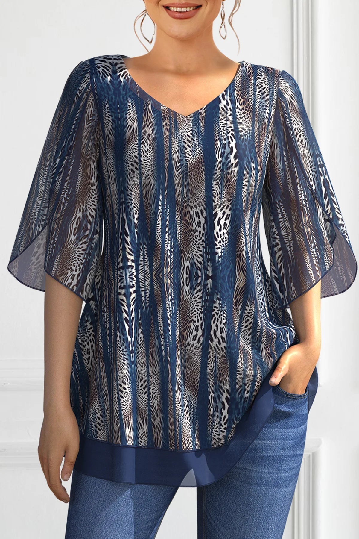 Online Boutiques Clothing Women's Mesh Overlay Fashion Designer 5XL Leopard T-Shirts (Plus Size) Online Boutiques Clothing Women's Mesh Overlay Fashion Designer 5XL Leopard T-Shirts (Plus Size)