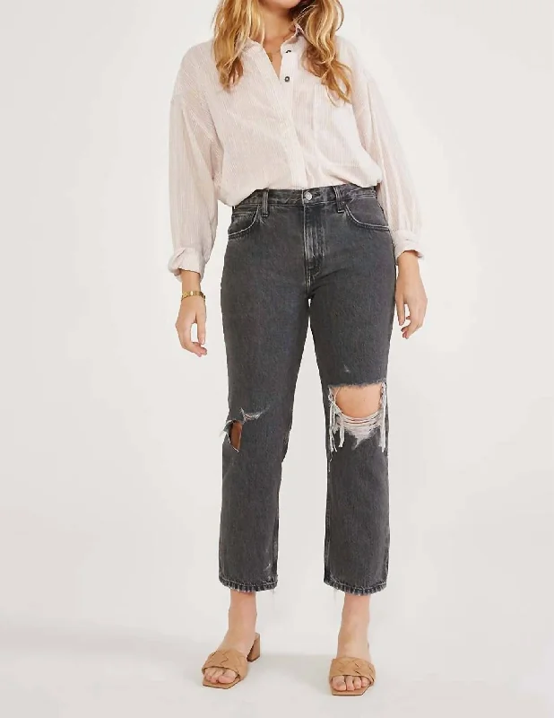 Casual Fashion Rhea Midrise Straight Crop Jean In Smokey Mountain