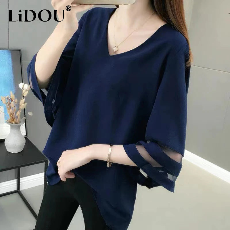 Extreme Clearance Deals Women's V Neck 4XL Fashion Designer Chiffon T-Shirts (Plus Size) Extreme Clearance Deals Women's V Neck 4XL Fashion Designer Chiffon T-Shirts (Plus Size)