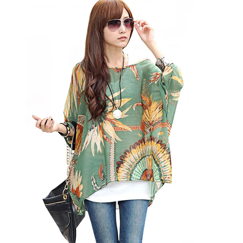 Affordable Women’s Clothing Online Women's Chiffon Blouse Fashion Designer 4-6XL Printed T-Shirts (Plus Size)