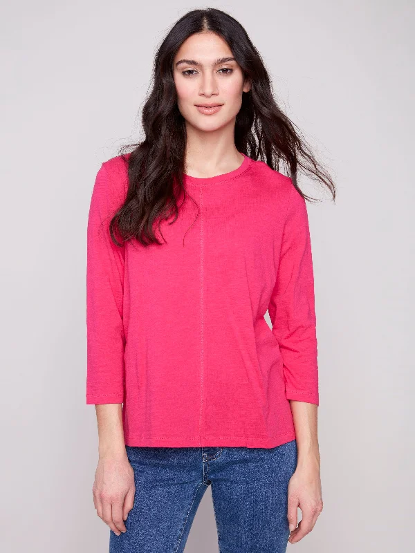 Clothes Sales Organic Cotton Slub 3/4 Sleeve Top - Paradise